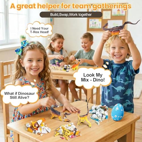 ECOHDT 8Pcs Lifelike 3D Puzzles for Kids,Dinosaur Building Toys for 5 6 7 8+ Year Old Boys Girls,Slot-Assembly Building Blocks,Dinosaur Realistic Figures Set,Educational Toys Ideal for Class,Party - Thumbnail 2