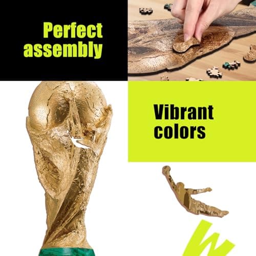 Official FIFA World Cup 2026 Edition Trophy Puzzles for Adults, 200 Pieces Football Merchandise Wooden Puzzles, Unique Soccer Gifts for Fans, Collectors Puzzle, 6.3 x 15.7 Inch Sports Souvenirs - Thumbnail 3
