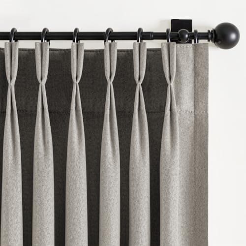 HushLoom Pinch Pleated Full Blackout Curtains for Bedroom & Living Room, Linen Textured Thermal Insulated Blackout Window Curtains & Drapes 90 Inches Long, 2 Panels Set(40" W x 90" L, Greige) - Image 1
