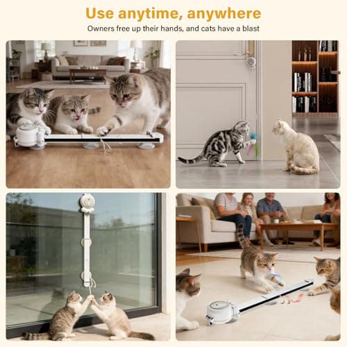 HAPPYCODE 2-in-1 Electric Cat Wand – Rechargeable Auto Indoor Toy, Suction & Hanging Design, 2 Modes (Track Chase + Bounce),Perfect for Kittens & Adult Cats, Ultimate Cat Gift - Thumbnail 6