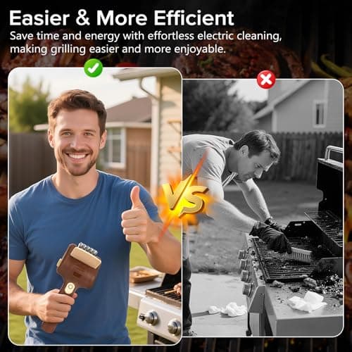 Lrly Electric Grill Brush for Outdoor Grill, Cordless Electric BBQ Grill Cleaner, Rechargeable Grill Cleaning Stainless Steel Brush, Grill Scraper, BBQ Accessories Brown - Thumbnail 4