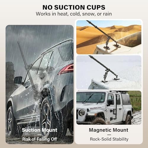 MEIENXIUS Magnetic Car Mount for Insta360 & Action Cameras, N52 Strong 360 Camera Car Mount with Quick-Release Base, Exterior Vehicle Mount with Extendable Arm & 360° Rotation, Compatible with GoPro - Thumbnail 5