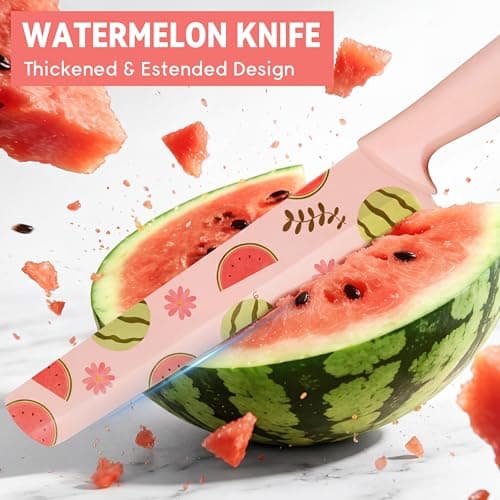 Tingling Watermelon Knife Sharp Cutting Slicer: 8.6 inch Watermelon Cutter for Melon, Cantaloupe, Pineapple - High Carbon Steel Fruit Knife - Thumbnail 2