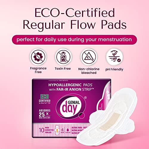 Hypoallergenic Regular Flow Pads with FAR-IR Anion Strip, Super Absorbent, Breathable, Vegan and Eco-Certified, Ultra Thin with Wings, Count 90 (Regular) - Thumbnail 2