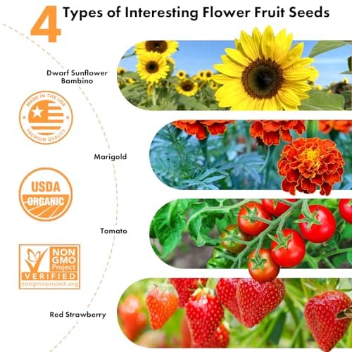 LYKOCLEAN Flower Fruit Seed Pods for AeroGarden, Ahopegarden, iDOO Hydroponics Growing System Indoor, 350 Seeds+ Including Dwarf Sunflower Bambino, Marigold, Red Tomato, Red Strawberry (7-Pods) - Thumbnail 2