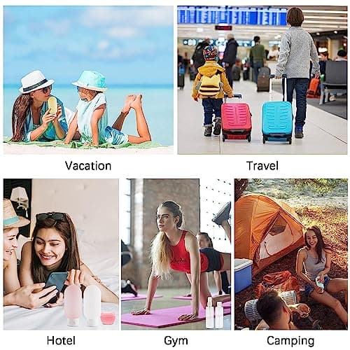 12 Pack Travel Bottles Set for Toiletries TSA Approved Travel Size Containers for Toiletries with Labels BPA Free Leakproof Squeezable Refillable Airplane Travel Accessories for Shampoo Conditioner - Thumbnail 6