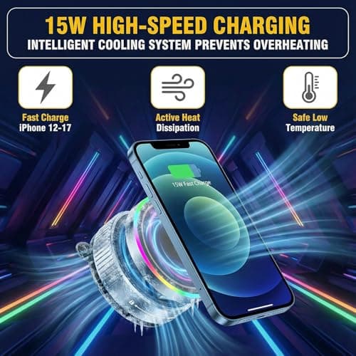 GEYUTHS Vacuum Magnetic Phone Charging Holder Mount 15W Fast Wireless Charger for Car Magsafe 360° Adjustable Phone Holder with Nano Gel Suction Cup for iPhone 12-17 Pro Max (K3) - Thumbnail 5