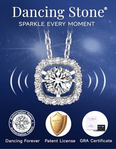 MomentWish Dancing Necklace, Sparkling Gift for Her,1Carat Cushion Moissanite Necklaces for Women 925 Sterling Silver Foating Diamond Necklace for Birthday Anniversary Christmas - Thumbnail 3