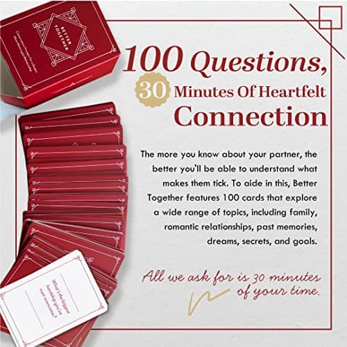 BETTER TOGETHER Couples Games | 100 Conversation Cards for Adults | Deep & Romantic Questions for Date Night | Relationship Card Game for Him & Her | Anniversary, Valentine's Day & Gifts for Couples - Thumbnail 6