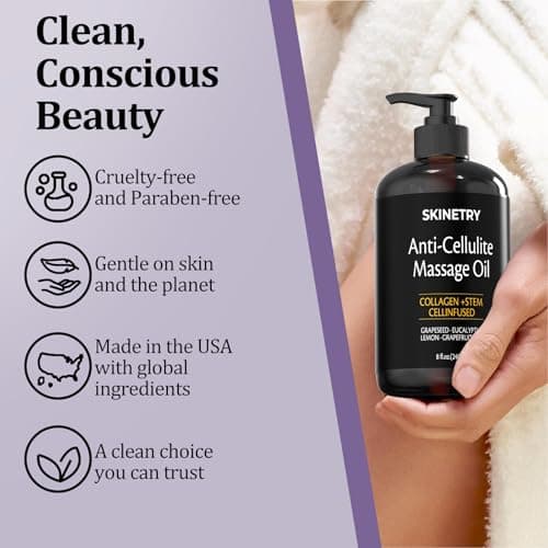 SKINETRY Massage Oil Nourish Your Skin & Senses – Firming Body for Smoothing Cellulite & Improving Texture. Silky, Fast-Absorbing Formula with Collagen & Stem Cell – 8 Fl Oz Aromatherapy Massage - Thumbnail 3