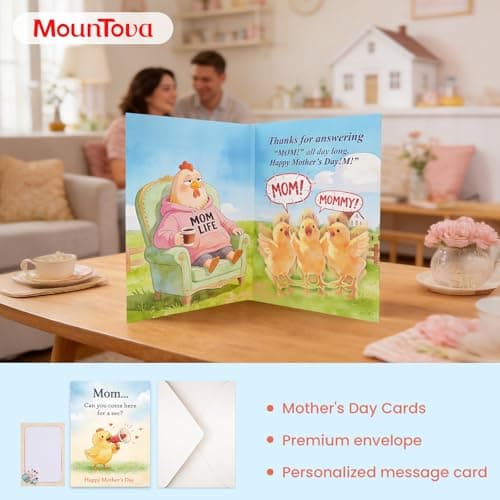mountova Mothers Day Card for Mom from Son, Daughter, Kid, Cute Chick Pop Up Mothers Day Card with Music & Motion, 5.9"x7.9" - Thumbnail 4