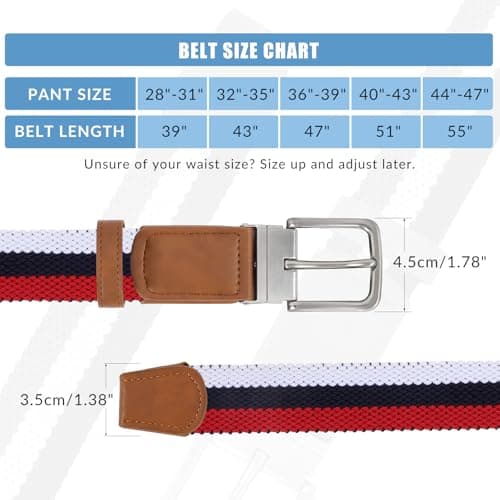 SANSTHS Reversible Braided Belt for Men and Women, Elastic Stretch Woven Golf Belts for Men, Casual Jeans Sports Work 1 3/8" - Thumbnail 6