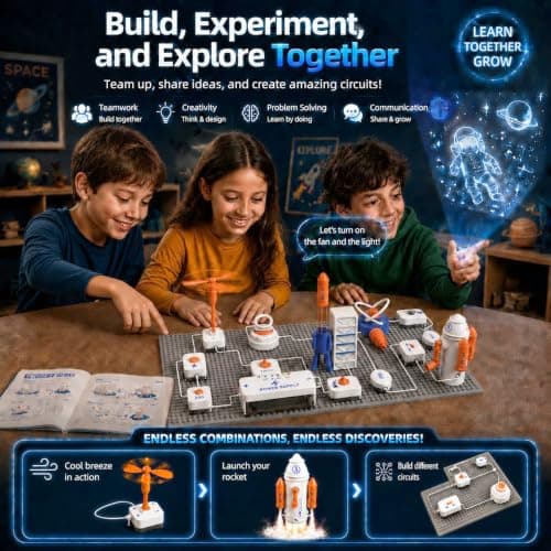 STEM Science Kit for Kids, Electronics Circuit Exploration Toy, 55 PCS - Thumbnail 5