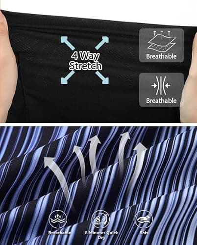 westwolf Men's Board Shorts Black Mens Swimming Trunks with Compression Liner 9 Inch Surfing Beach Shorts Liner Swim Suits Board Shorts Black Swimming Trunks for Holiday L - Thumbnail 4