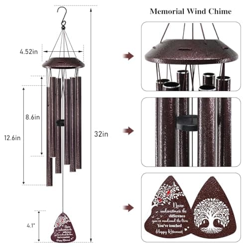 Retirement Gifts for Women/Men - 32" Wind Chimes Happy Retirement Gift for Coworker Colleague Boss Teacher Nurse - Farewell Appreciation Gifts Never Underestimate The Difference You've Made - Thumbnail 2