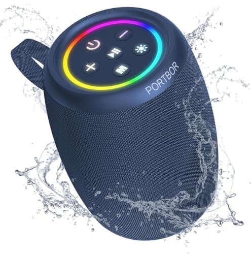 PORTBOR Bluetooth Speaker, Portable Wireless Speaker with Stereo Loud Sound, BT5.3, IPX5 Waterproof, TWS Pairing, for Outdoor Home Party Beach Camping, Electronics, Holiday Birthday Gift