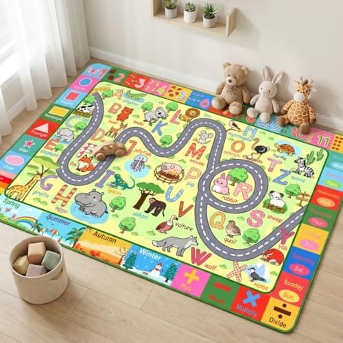 HBUFBUQ Educational ABC Area Rug 2.5x4 Feet Kids Rugs for Playroom Non Slip Alphabet Animals Numbers Shapes Floor Mat for Bedroom Nursery Classroom Boys Girls Learning Carpet - Thumbnail 5