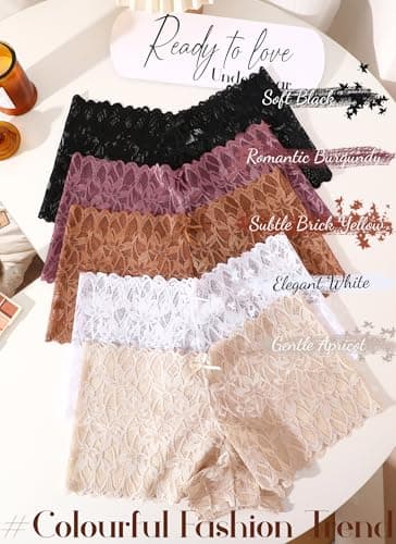 READY TO LOVE Sexy Women's Underwear Lace Shorts V Waist Breathable Cheeky Panties Date Night Outfit ideas Wedding BOHO Apparel Underwear - Thumbnail 2