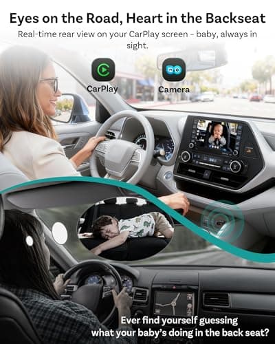 OTTOCAST Baby Car Camera &Wireless CarPlay Adapter,1080P HD Rear Seat Monitor Display on Car Screen,150°Wide Angle No-Glow Night View, Safety for Kids & Infants - Thumbnail 2