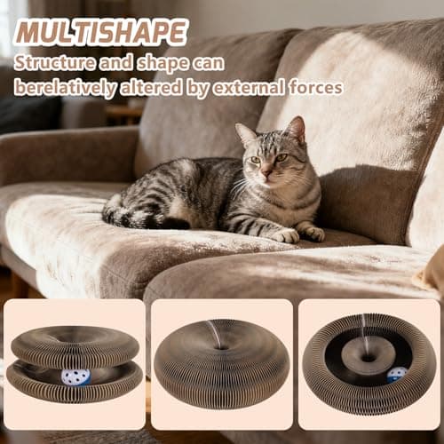 Magnetic Magic Organ Cat Scratcher Toy, Extra-Thick & Large Connectable Cardboard Scratching Board with Bell Ball, Interactive Enrichment Toy for Indoor Cats & Kittens (1 Pack) - Thumbnail 4