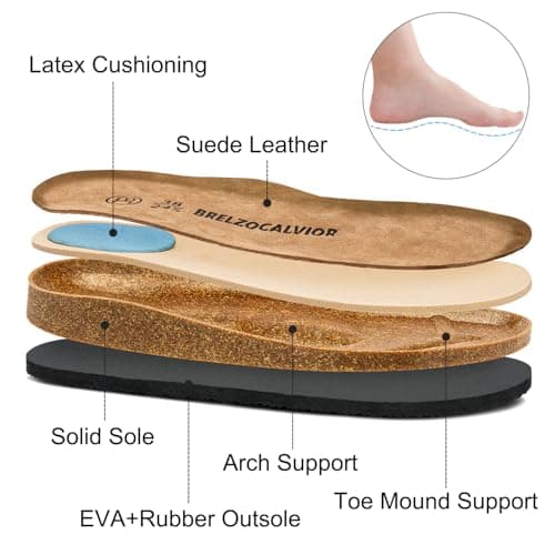 Brelzo Calvior Women's Suede Clogs Men's Slip-On Leather Mules Non-Slip Potato Shoes Arch Support Sandals with Adjustable Buckle for Indoor & Outdoor Use Peacock Green - Thumbnail 5