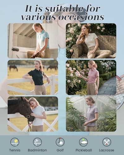 Leapstride Women's Slim-Fit Polo Shirt - UV Protection, Moisture-Wicking, Stretchy Fabric for Golf & Daily Wear - Thumbnail 3