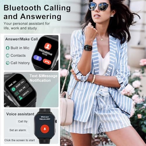AOC Smart Watch with 1.95" AMOLED Display, ChatGPT AI& Bluetooth Call, Fitness Tracker for Women Men, Heart Rate & Sleep Monitor, 100+ Sports Modes, 10 Days Battery, IP68 Waterproof (Sliver) - Thumbnail 2
