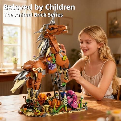 MENTOJOY 2-in-1 Magical Unicorn & Deer Building Set 1367 Pieces Flower Base Fantasy Animal Model, Educational stem Toy & Desktop Decoration Gift for Kids Ages 6+ - Thumbnail 6