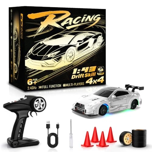Desdoni RC Drift Car, 1/43 Mini RC Drift Car with Gyro, 2.4GHz Full Proportional Control, 20M/H 4WD High Speed Remote Control Alloy, LED Lights & Drift Tires, Toys Gift for Adults, Boys and Girls - Image 1
