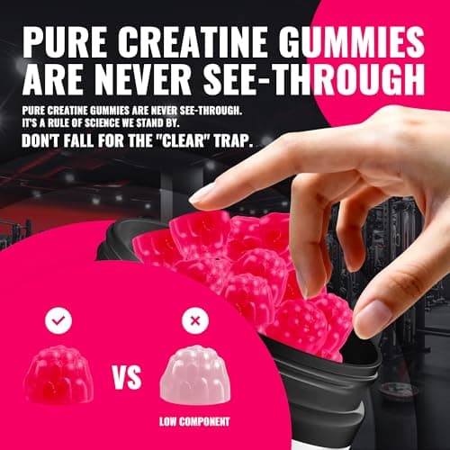Natures Aid Creatine Monohydrate Gummies – Pre-Workout Energy & Muscle Growth Support for Men & Women | Cherry Electrolyte Gummies (135 Count) - Thumbnail 4