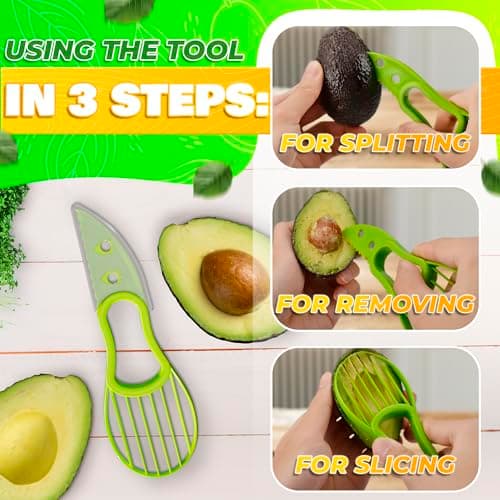 Avocado Slicer Tool 3 in 1 – Food-Grade Plastic Cutter, Peeler & Pit Remover for Easy Slicing, Scooping & Quick Food Prep – Easy to Use Avocado Peeler Tool | Durable Ergonomic Design Kitchen Gadget - Thumbnail 5