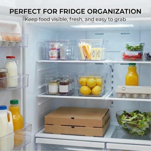 MOONEDGE Small Clear Plastic Storage Bins with Lids and Handles,Stackable Small Item Organizer Containers for Vanity,Craft,Office,Fridge,Kitchen,Pantry,Bathroom,Closet – 2 Pack (10×6×5 in) - Thumbnail 6