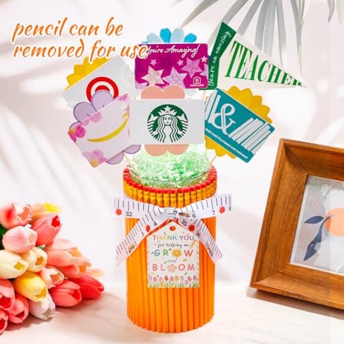dzbGift Teacher Appreciation Gifts-Pencil-Shaped Flower Vase,Gift Card Holder,Pencil Holder,Teacher vase Gift for Back to School,First of School centerpieces,School Office Decor - Thumbnail 2