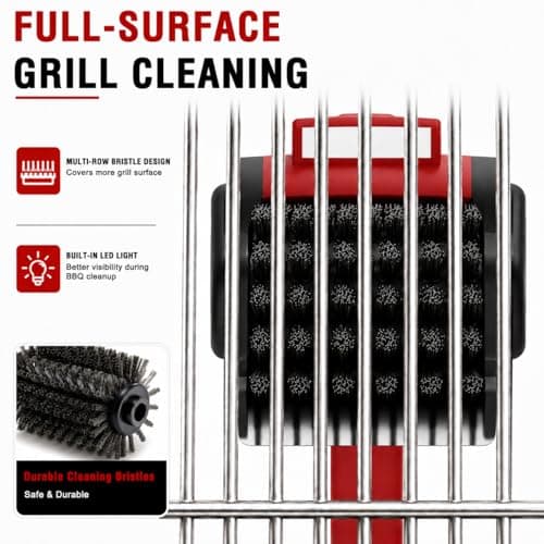 Electric Grill Brush, Rechargeable BBQ Grill Brush with High-Torque Motor, LED Light, Dishwasher-Safe Stainless Steel Rotary Brush Head,150 Mins Runtime Grill Brush for Outdoor Grill - Thumbnail 6