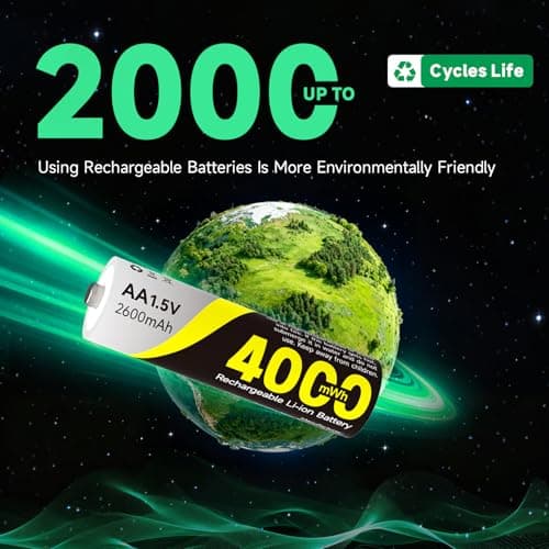 Newsellpo Rechargeable AA Lithium Batteries 8 Pack with Charger, 1.5V 4000mWh High Capacity Li-ion Double A Battery 2000 Cycle Long-Lasting Multiple Charging Protections Blink Batteries - Thumbnail 4