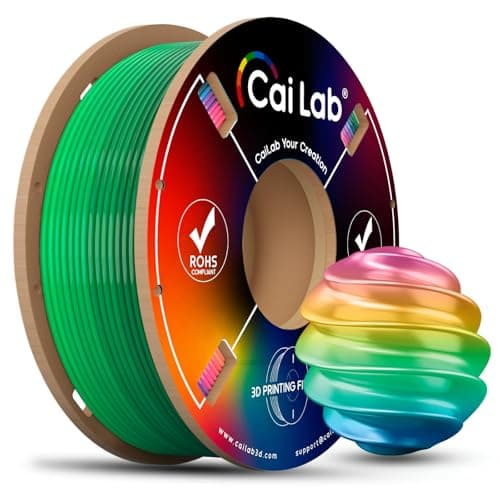 250G Rainbow Silk PLA Filament 1.75mm Color Changing, Multicolor 3D Printer Filament, ±0.02mm Precision, Neatly Wound, High‑Speed Printing for Bambu Lab P1S, A1, X1 & FDM Printers - Image 1