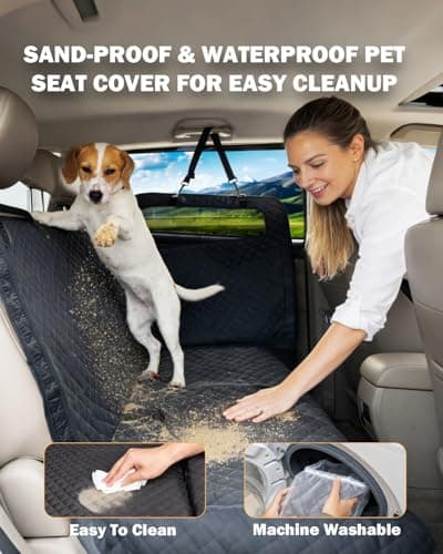 Dog Seat Cover For Back Seat- Heavy Duty Soft Bottom Car Hammock for Dog, With a Heightened Design Both Side,Fits Cars,Suv, and Mid-Size Trucks, Waterproof and Machine Washable,Black&Large Size. - Thumbnail 6