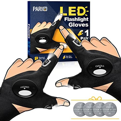 PARIGO Easter Basket Stuffers for Adults, Lights Finger LED Flashlight Gloves for Men, Father Day Gifts for Dad Husband Him Grandpa, Cool Suff Easter Stuffers Fishing Gifts for Men Camping Repairing