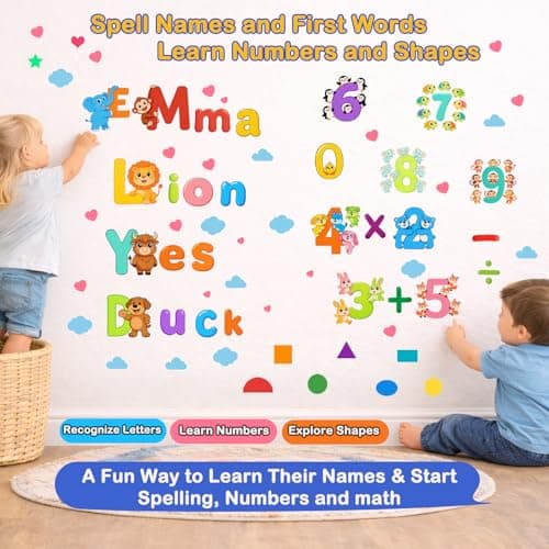 Humerry 220 PCS Alphabet Wall Stickers, 9 Sheets Montessori ABC Wall Decals with Uppercase and Lowercase Letters, Numbers and Shapes, Educational Wall Decor for Nursery, Playroom, Classroom Decor - Thumbnail 2