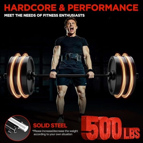 TEEMOO Olympic Barbell Bar, 57" Barbell Bar with 2 Spring Collars, Strength Training bars, Bench Press bar for Weight Lifting, Squat, Hip Thrusts, Biceps, 500lb Weight Capacity, E-Coat Finish for 2 inch Weight Plates (Black) - Thumbnail 6