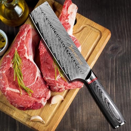 Plys 6.5 inch Titanium Coated Nakiri Knife Japanese Chef Knife with Sheath High Carbon Stainless Steel Vegetable Cleaver - Thumbnail 6