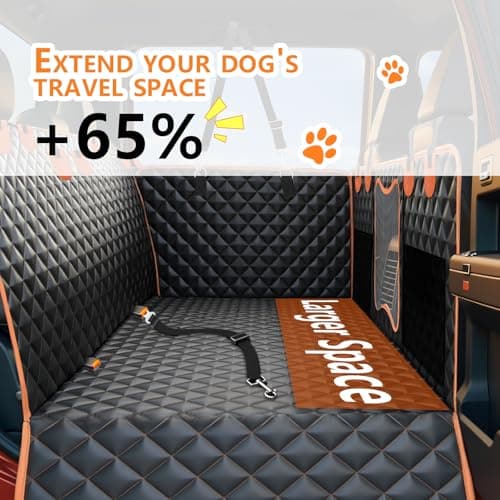 Back Seat Extender for Dogs,Dog Car Seat Cover for Back Seat with Hard Bottom Holds 500 lbs,Car Seat Protector,Waterproof Extender for Dogs,Dog HammockPet Bed for Full-Size Cars,SUVs, Small Trucks - Thumbnail 2