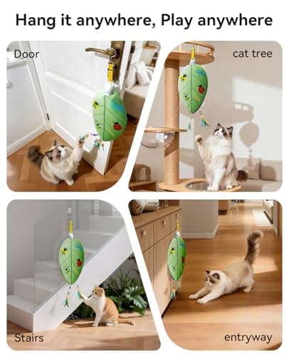 ROJECO Interactive Cat Toys for Indoor Cats, Automatic Door Hanging Cat Toy with Retractable Feather & Mouse, 2 Sleep Modes USB-C Rechargeable, Engaging Cat Toys for Bored Kittens & Adult Cats - Thumbnail 3