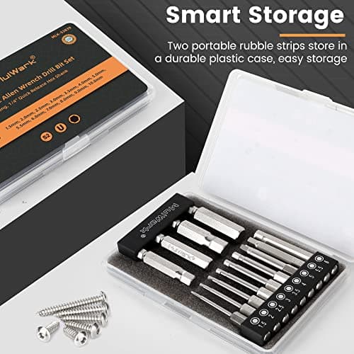 MulWark Hex Head Allen Wrench Drill Bit Set 13pcs Precision Metric S2 Steel – Magnetic Bits with Corrosion Resistance 1/4" Allen Key Bit Set - Thumbnail 6