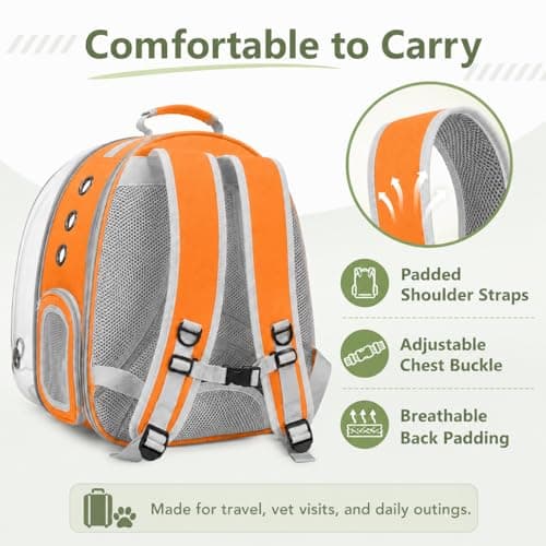 Pet Carrier Backpack Expandable for Cats and Small Dogs, Breathable Anti-Collapse Design, Airline Approved Travel Backpack for Hiking and Outdoor Use (Back Expandable-Orange) - Thumbnail 5