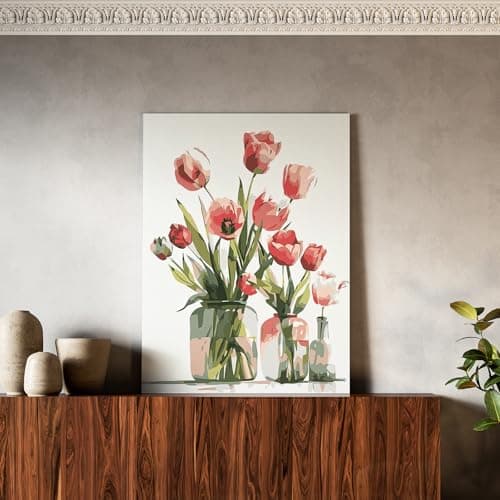 Ginkko Paint by Numbers Kit for Adults Beginner & Kids Ages 8-12 with Wooden Frame Easy Acrylic on Canvas 8x12 inch with Paints and Brushes, Flower 01(Include Framed) - Thumbnail 3