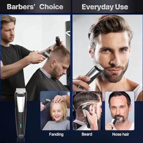 Valano Beard Trimmer Hair Clippers for Men All-in-One Self-Sharpening Electric Men's Cordless Rechargeable Mustache Grooming Kit Gift for Ear Nose Body Public - Thumbnail 6