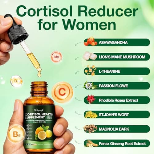 RiRywony Cortisol Supplements for Women, Cortisol Reducer with Magnesium Glycinate, Ashwagandha, L-Theanine & Phosphatidylserine, Stress Relief & Relaxation Support - Thumbnail 2