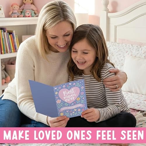 Hadley Designs Happy Mothers Day Card For Mom - 8x5.3in Mother's Day Card For Mom, Mother Gift Greeting Cards, Premium Single Mother Cards From Daughter and Son, Designed in USA - Thumbnail 4