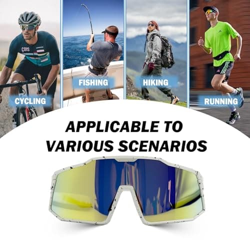 ActHose Cycling Running Sunglasses Polarized Sports Sunglass TR90 Hiking Baseball Softball Glasses UV400 Protection for Men Women White Frame Gold Lenses - Thumbnail 5